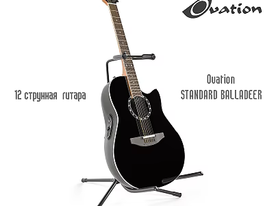 High Quality Ovation Standard Balladeer 12 String Acoustic Guitar with Stand 3d model