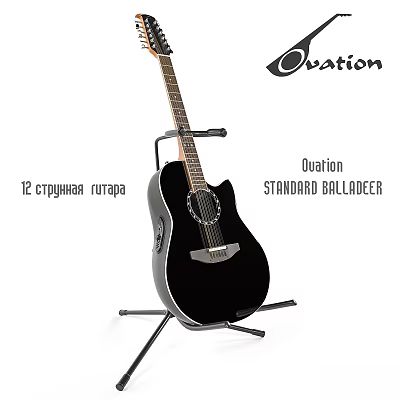 High Quality Ovation Standard Balladeer 12 String Acoustic Guitar with Stand 3d model