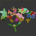 Modern Decorative Scene Featuring Golden Metal Geometric Shapes And Artistic Pieces