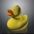Yellow Rubber Duck Toy with Orange Beak on Smooth Dark Surface 3d model