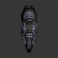 Black Horse With Blue Glowing Decorations Intricate Saddle Patterns And Glowing Hooves