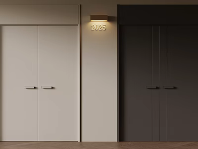 Interior With Light And Dark Double Doors And 2025 Illuminated Wall Light 3d model
