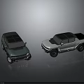 Modern Blue And Silver Pickup Trucks With Shiny Roof And Bed Design