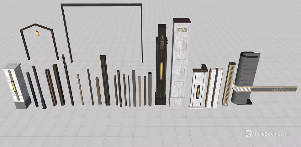 Various Styles Washbasin Designs With Wood Stone Materials And Pedestal Cabinets 3d model 
