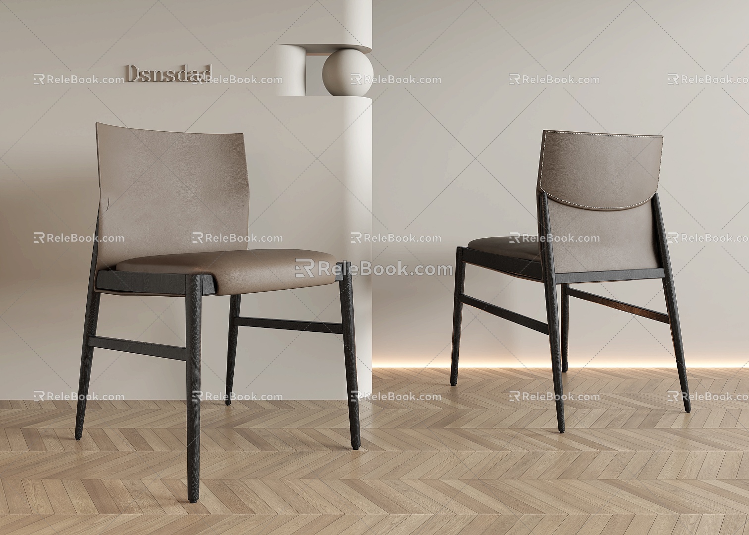 Modern Dining Chair Single Chair Chair Leather Single Chair 3d model