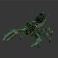 Futuristic Pilot And Mechanical Crab With Antennas Cockpit And Clawed Legs