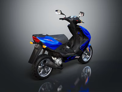 Blue Modern Scooter With Black Seat Rearview Mirrors And Reflective Surface 3d model