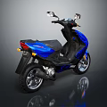 Blue Modern Scooter With Black Seat Rearview Mirrors And Reflective Surface