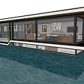 Modern Waterfront Detached Villa Featuring Large Glass Windows And Open Interior