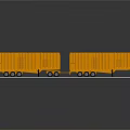 Yellow Two Section Cargo Trailer With Multiple Wheels On Flatbed Platform