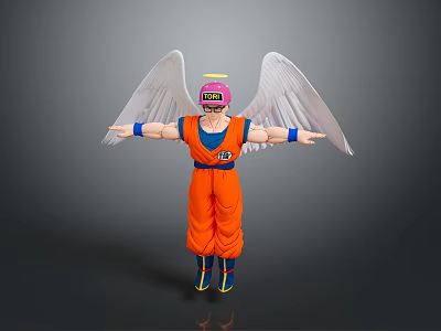 Vibrant Collectible Toy Figure With White Wings Pink Helmet And Orange Outfit 3d model
