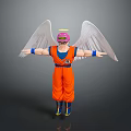 Vibrant Collectible Toy Figure With White Wings Pink Helmet And Orange Outfit