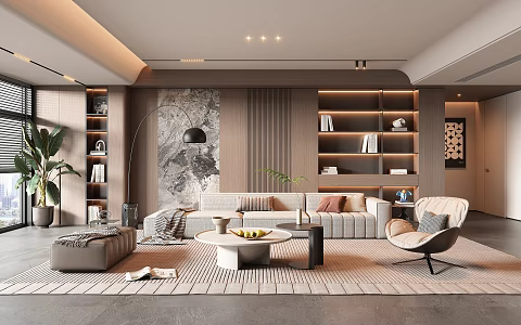 Modern Home Living Room Right Angle Sofa Multi-person Sofa Casual Chair Mother and Mother Coffee Table Italian Light Luxury Jewelry Ornaments 3d model