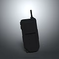 Black Handheld Walkie Talkie Device With Antenna On Gray Background