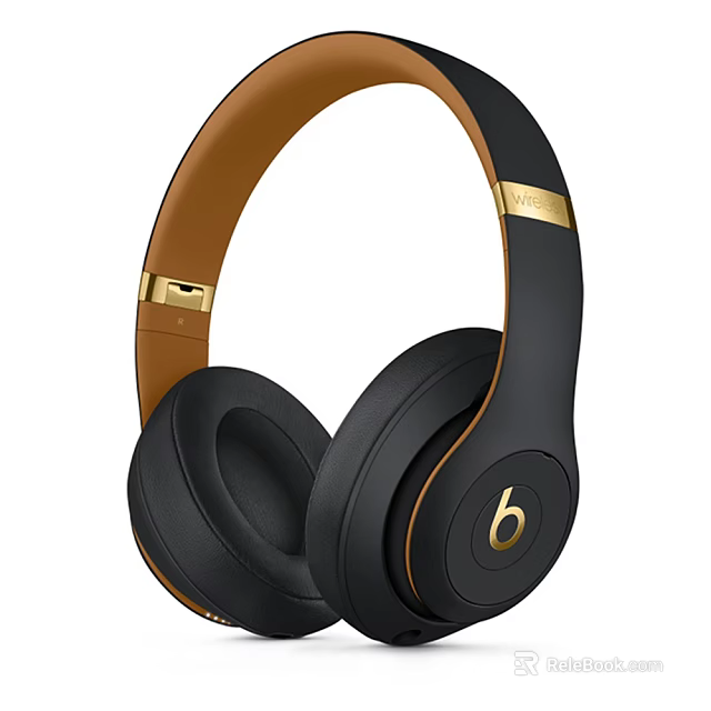 Premium Black Brown Over Ear Headphones With Gold Accents And Comfortable Design 3d model 