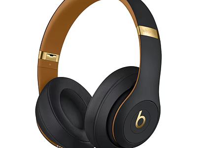 Premium Black Brown Over Ear Headphones With Gold Accents And Comfortable Design 3d model