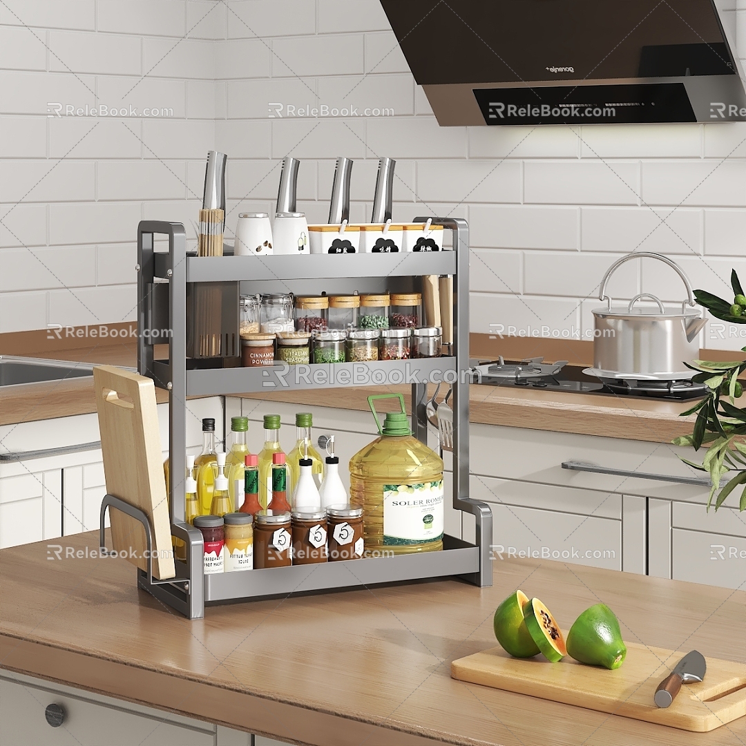 Modern kitchen seasoning rack seasoning bottle 3d model