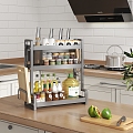 Modern kitchen seasoning rack seasoning bottle 3d model