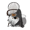 Windsor Style Armchair With Gray Blanket And Small Table Decorative Mug 3d model