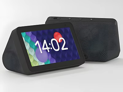 Smart Display Device with Screen Time Display and Black Mesh Speaker Design 3d model