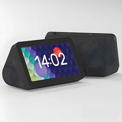 Smart Display Device with Screen Time Display and Black Mesh Speaker Design 3d model