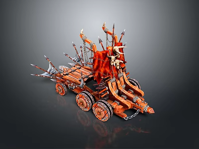 Ancient Spiked Wheeled War Chariot Weapon With Metal Structure And Decorative Spikes 3d model
