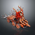 Ancient Spiked Wheeled War Chariot Weapon With Metal Structure And Decorative Spikes