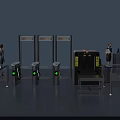 Public Facility Security Checkpoint With Metal Detector Gates And Baggage Scanner 3d model