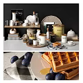 Stylish Kitchenware Display With Waffles And Decor