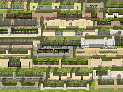 Architectural Building Exterior Walls With Diverse Textures And Lush Greenery Accents 3d model