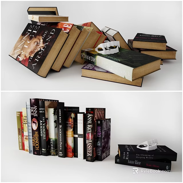 Stacked Books And Arranged Magazines With Colorful Covers For Reading Collection 3d model 