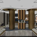 Elegant Jewelry Store Interior With Gold Decorative Columns And Glass Display Cases
