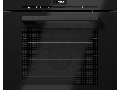 Modern Black Kitchen Oven With Digital Display Showing Time And Glass Door 3d model