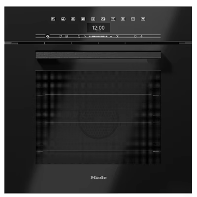 Modern Black Kitchen Oven With Digital Display Showing Time And Glass Door 3d model