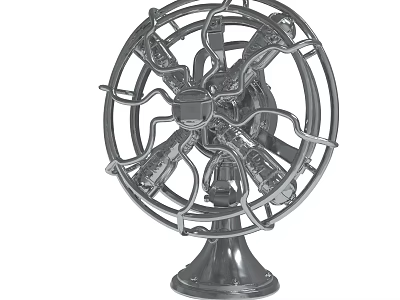 Vintage Retro Electric Fan With Metal Grille And Classic Base Design 3d model