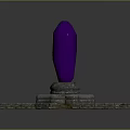 Scenic Landscape With Purple Crystal Pillar On Stone Platform And Square Tiles
