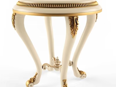 Elegant Round Side Table With Gold Carved Legs And Ornate Decorative Details 3d model