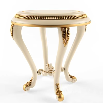 Elegant Round Side Table With Gold Carved Legs And Ornate Decorative Details 3d model
