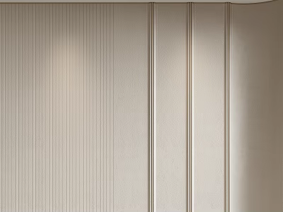 Light Beige Modern Interior Wall Featuring Vertical Stripes Panel Design And Soft Lighting 3d model