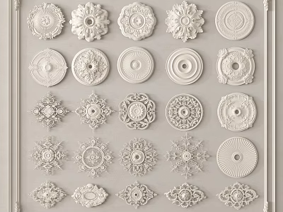 Elegant Decorative Carvings For Interior Wall Decoration With Floral And Circular Designs 3d model