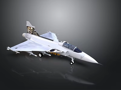 White Fighter Jet Model With Detailed Cockpit And Landing Gear Design 3d model
