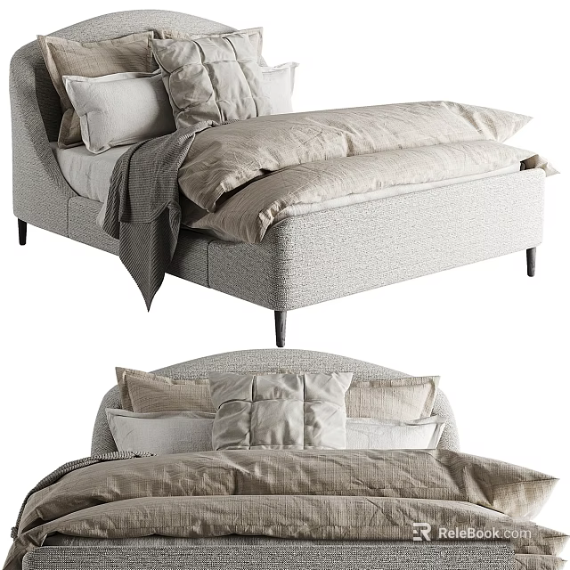 Modern Bedroom Featuring Upholstered Bed Neutral Pillows Cozy Duvet And Minimalist Design 3d model 