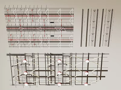 Structural Frames Grid Design With Support Nodes And Engineering Elements 3d model