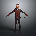 Man In Medieval Style Leather Armor With Brown Tunic Black Sleeves And Dagger