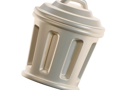 White Trash Can With Lid And Vertical Vent Design For Home Decoration 3d model