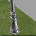 White Outdoor Street Lamp Post Illuminated On Grass With White Wall Background