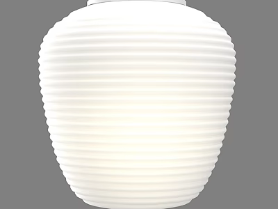 Modern White Ceramic Pendant Light with Vertical Striped Texture for Home Interior 3d model