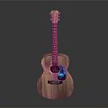 Natural Wooden Acoustic Guitar With Blue Decorative Pattern And Smooth Surface Finish