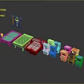 Various Entertainment Equipment Including Pool Table Foosball Table Game Consoles And Colorful Chairs