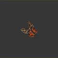 Orange And Black Butterfly With Spotted Striped Wings On Dark Background